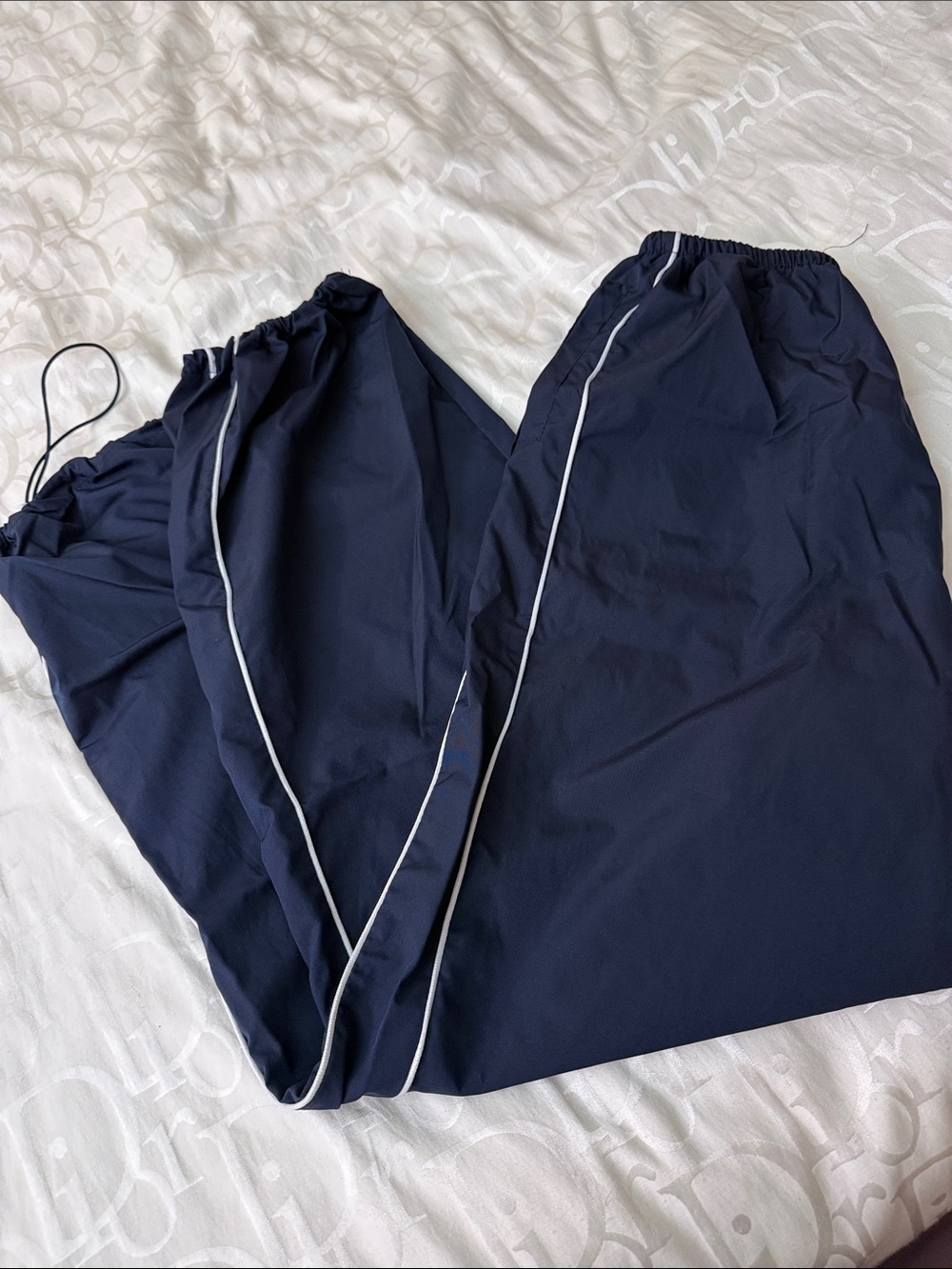 Men's Navy Track Pants with White Piping